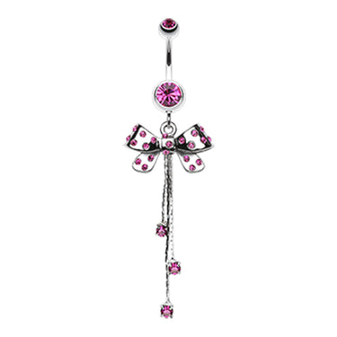 Polka Dot Party Bow Belly Ring - Dangling Belly Ring. Navel Rings Australia.