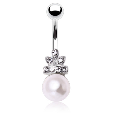 The Princess Pearl Belly Ring - Fixed (non-dangle) Belly Bar. Navel Rings Australia.