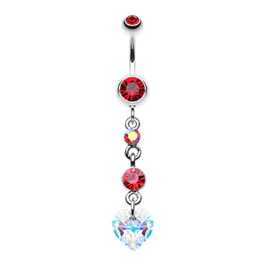 Prism Heart Drop Navel Ring - Dangling Belly Ring. Navel Rings Australia.