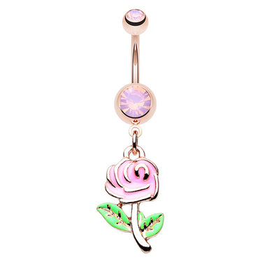 Rose Water Belly Dangle - Dangling Belly Ring. Navel Rings Australia.