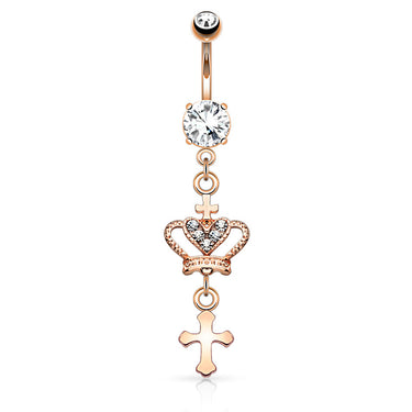 Queen of the Gods Belly Ring with Rose Gold Plating - Dangling Belly Ring. Navel Rings Australia.