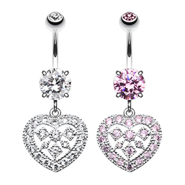 Queen of Hearts Belly Bar - Dangling Belly Ring. Navel Rings Australia.