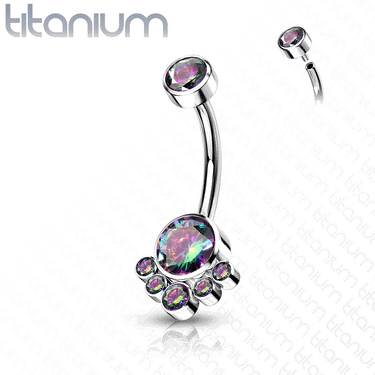 Titanium Chandelier Belly Ring with Internal Threading