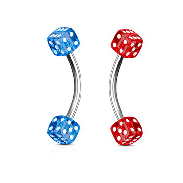 16g Double 3mm UV Acrylic Dice Belly Ring