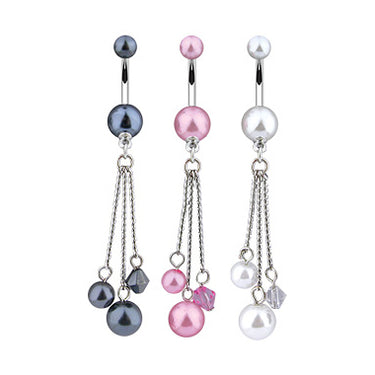 Pearl Chandelier Belly Rings - Dangling Belly Ring. Navel Rings Australia.