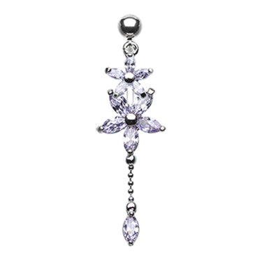 Glitterati Bouquet Top Dangle Belly Bar - Reverse Top Down Belly Ring. Navel Rings Australia.