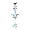 Frosted Star Dangle Belly Piercing Ring - Reverse Top Down Belly Ring. Navel Rings Australia.