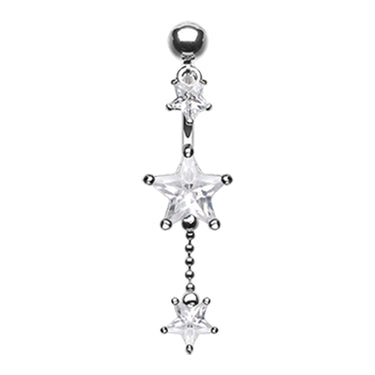 Frosted Star Dangle Belly Piercing Ring - Reverse Top Down Belly Ring. Navel Rings Australia.