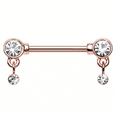 Autumn's Crystal Gem Nipple Barbell with Rose Gold Plating