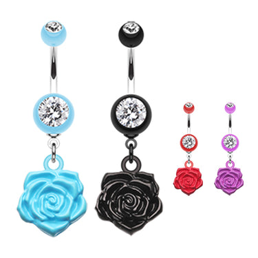 The Immortal Rose Belly Bar - Dangling Belly Ring. Navel Rings Australia.