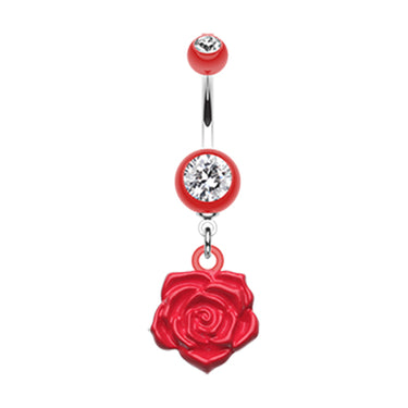 The Immortal Rose Belly Bar - Dangling Belly Ring. Navel Rings Australia.