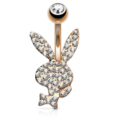 Official ©Playboy Motley Belly Rings with Rose Gold Plating - Fixed (non-dangle) Belly Bar. Navel Rings Australia.