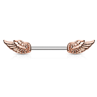 Heavenly Angel Wings Nipple Ring with Rose Gold Plating