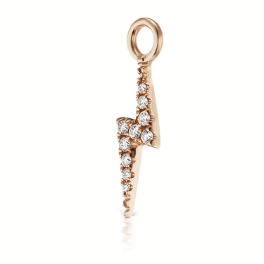 Diamond Lightning Bolt Charm by Maria Tash in Rose Gold.