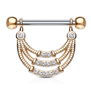 Seductive Temptress Chain Nipple Bar with Rose Gold Plating - Nipple Ring. Navel Rings Australia.