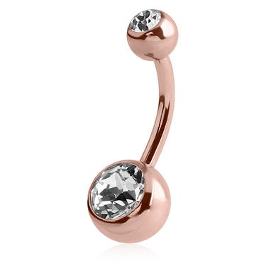 Classique Gem Belly Bars with Rose Gold Plating - Basic Curved Barbell. Navel Rings Australia.