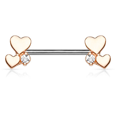 Lovers Combined Nipple Jewellery with Rose Gold Plating - Nipple Ring. Navel Rings Australia.