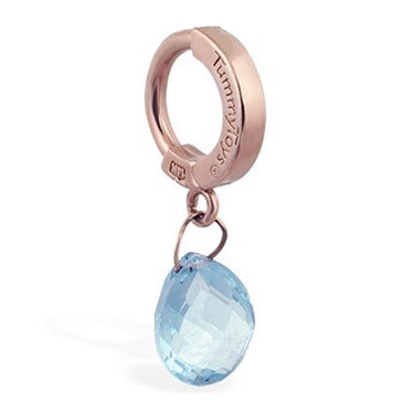 TummyToys® 14K Rose Gold Blue Topaz Belly Ring - TummyToys® Patented Clasp. Navel Rings Australia.