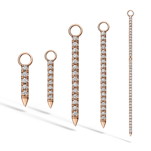 Black and White Diamond Eternity Bar Charm by Maria Tash in 18K Rose Gold.