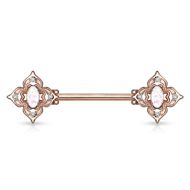 Opal Dusk Nipple Jewellery with Rose Gold Plating - Nipple Ring. Navel Rings Australia.