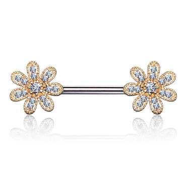 Fusioń Flower Nipple Jewellery with Rose Gold Plating - Nipple Ring. Navel Rings Australia.