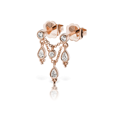 Scallop Set Round Diamond and Pear Trinity Orbital Earring by Maria Tash in Rose Gold