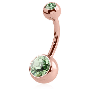 Classique Gem Belly Bars with Rose Gold Plating - Basic Curved Barbell. Navel Rings Australia.