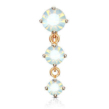 Opaline Top Drop Belly Bar with Rose Gold Plating - Reverse Top Down Belly Ring. Navel Rings Australia.