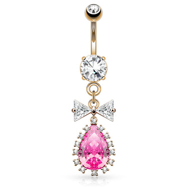 Candy Bow Belly Dangle - Dangling Belly Ring. Navel Rings Australia.