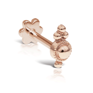 Four Ball Trinity Earring by Maria Tash in 14K Rose Gold. Flat Stud.