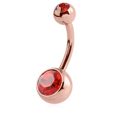 Classique Gem Belly Bars with Rose Gold Plating - Basic Curved Barbell. Navel Rings Australia.