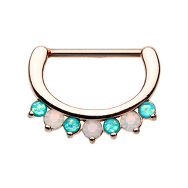 Rose Gold Marine Opal Sparkle Nipple Clicker - Nipple Ring. Navel Rings Australia.