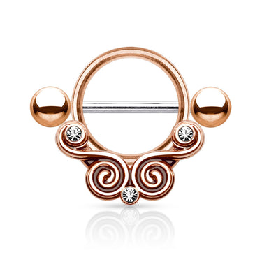 Tiki Swirl Nipple Shield with Rose Gold Plating - Nipple Ring. Navel Rings Australia.