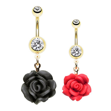 Kissed by a Rose Belly Dangle - Dangling Belly Ring. Navel Rings Australia.