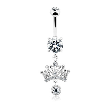 Royal Principessa Crown Navel Ring - Dangling Belly Ring. Navel Rings Australia.