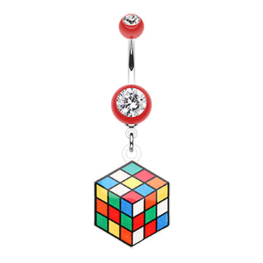 Puzzler Rubix Cube Belly Bar - Dangling Belly Ring. Navel Rings Australia.