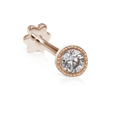 Scalloped Set Genuine Diamond Threaded Stud Earring by Maria Tash in 18K Rose Gold. Flat Stud. - Earring. Navel Rings Australia.