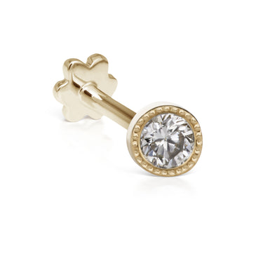 Scalloped Set Genuine Diamond Threaded Stud Earring by Maria Tash in 18K Gold. Flat Stud. - Earring. Navel Rings Australia.