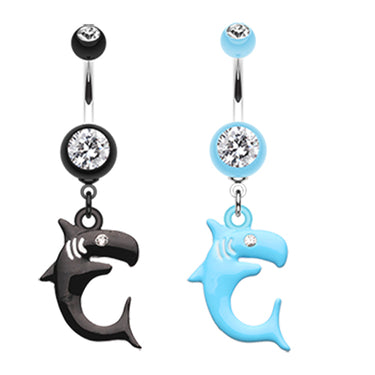 Jaws Shark Attack Belly Piercing Ring - Dangling Belly Ring. Navel Rings Australia.