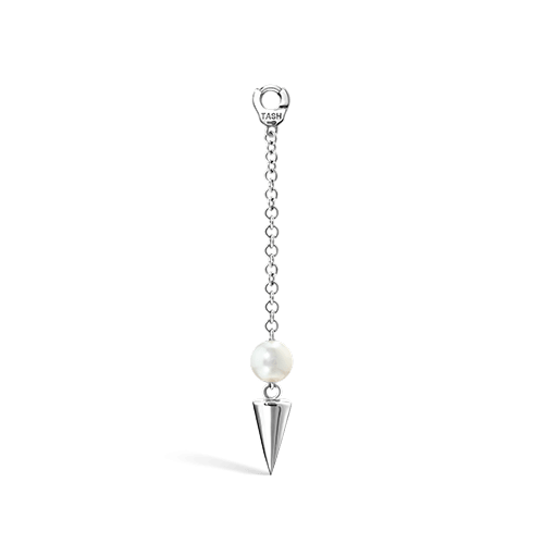 Pearl and Spike Pendulum Charm by Maria Tash in White Gold.