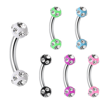 Acrylic Gem Royale Curved Barbells - Basic Curved Barbell. Navel Rings Australia.