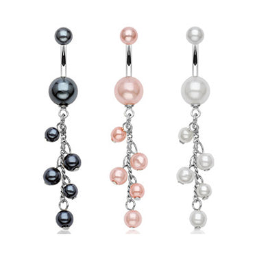 Pearl Acrylic Dangle Belly Rings - Dangling Belly Ring. Navel Rings Australia.