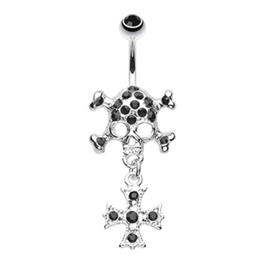 The Death Wish Skull Belly Ring - Dangling Belly Ring. Navel Rings Australia.