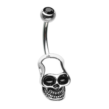 Deathly Skull Belly Bar - Fixed (non-dangle) Belly Bar. Navel Rings Australia.