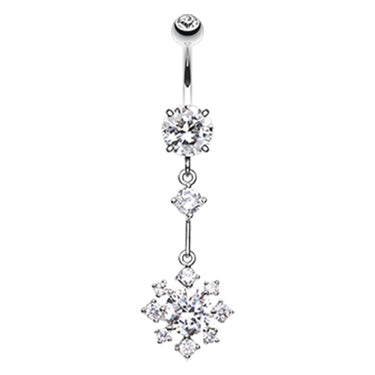 Fallen Snowflake Belly Bar - Dangling Belly Ring. Navel Rings Australia.