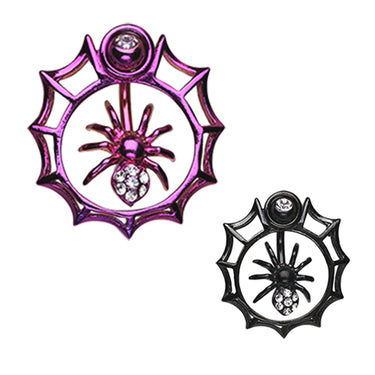 Orbital Metallic Spider Web Belly Button Ring - Orbital and Shield. Navel Rings Australia.