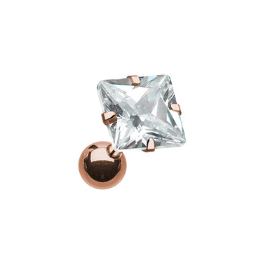 Prongset Square Gem Earring in Rose Gold. Tragus and Cartilage Piercings. - Earring. Navel Rings Australia.