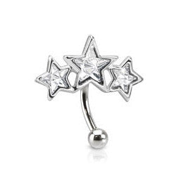 16G Top Down Trio Of Stars Belly Bar - Reverse Top Down Belly Ring. Navel Rings Australia.