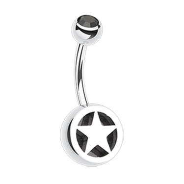 Star Colour Inlay Belly Rings - Basic Curved Barbell. Navel Rings Australia.