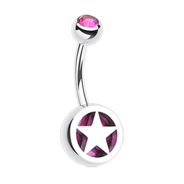 Star Colour Inlay Belly Rings - Basic Curved Barbell. Navel Rings Australia.